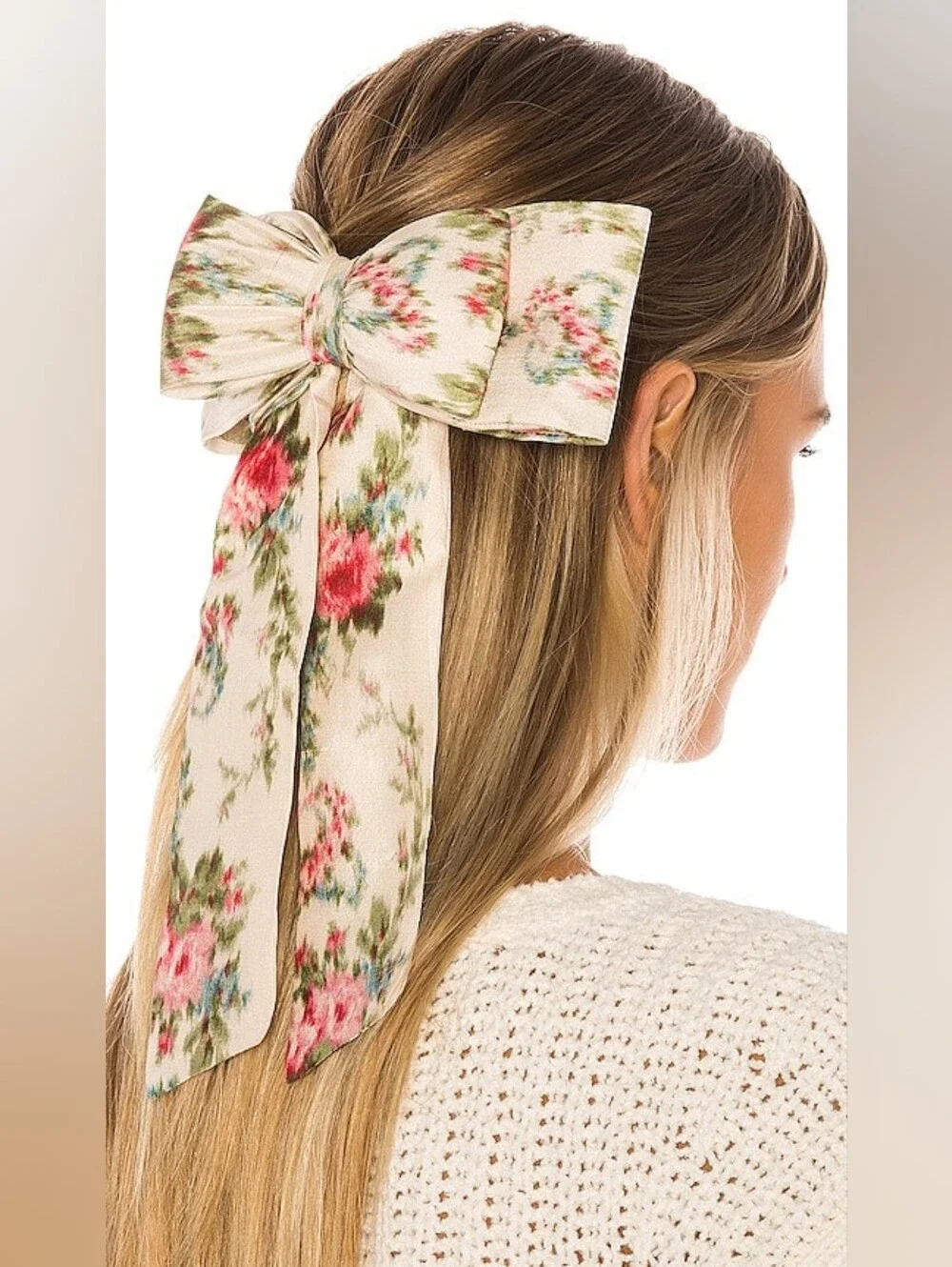 NWT LoveShackFancy 🎀 Lorna Dolce Silk Pink Floral Bow Barrette Hair Clip